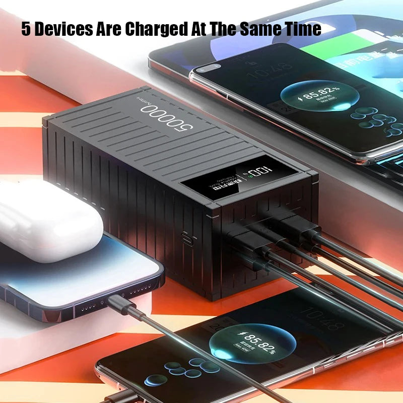 Banco de energía portátil 50000mAh, carga rápida 120W, 6 interfaces