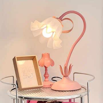 Lámpara de Mesa Decorativa con Pantalla de Flores Acrílicas Rosa