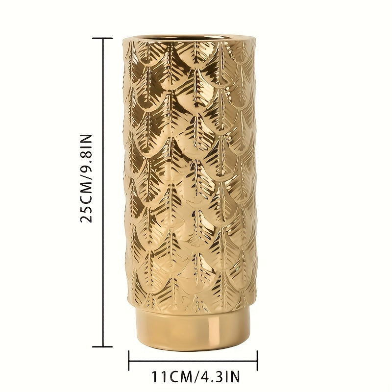 Jarrón de Cerámica Moderno Dorado para Decoración del Hogar