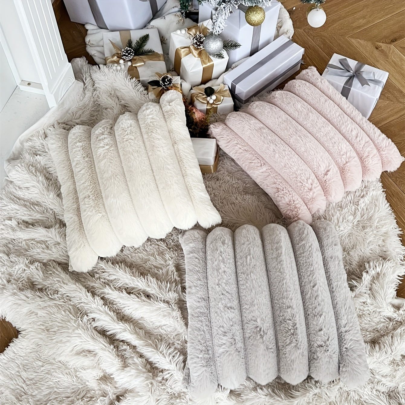 Funda de Cojín Boho Rayas - Suave y Gruesa para Invierno