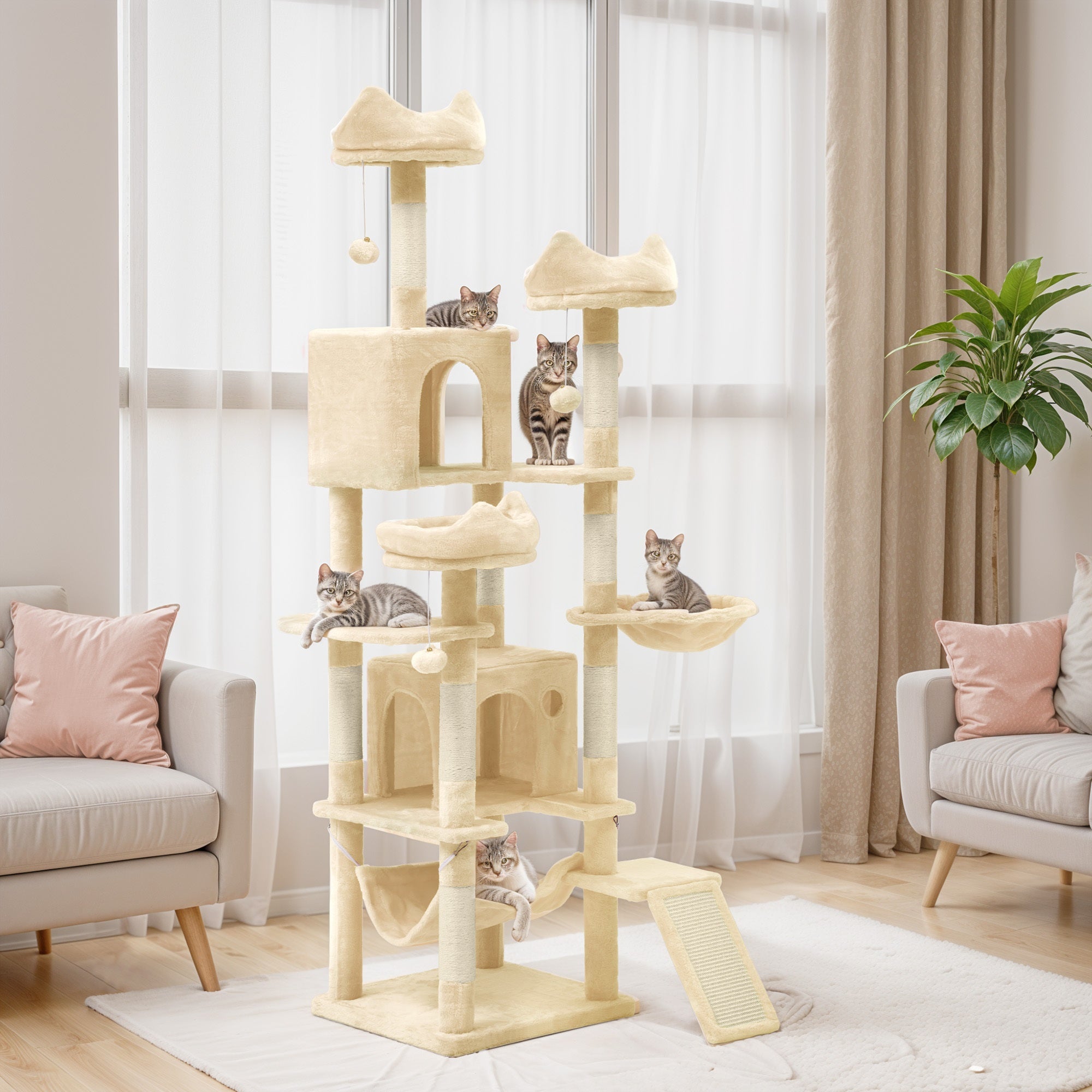Árbol para Gatos de Interior con Condos y Cama