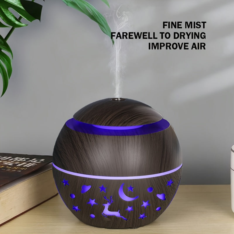 Humidificador Aromático USB con Diseño de Madera para Hogar y Oficina