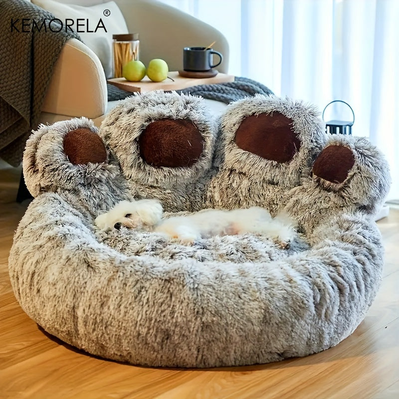 Cama de Peluche en Forma de Pata de Oso para Mascotas Pequeñas
