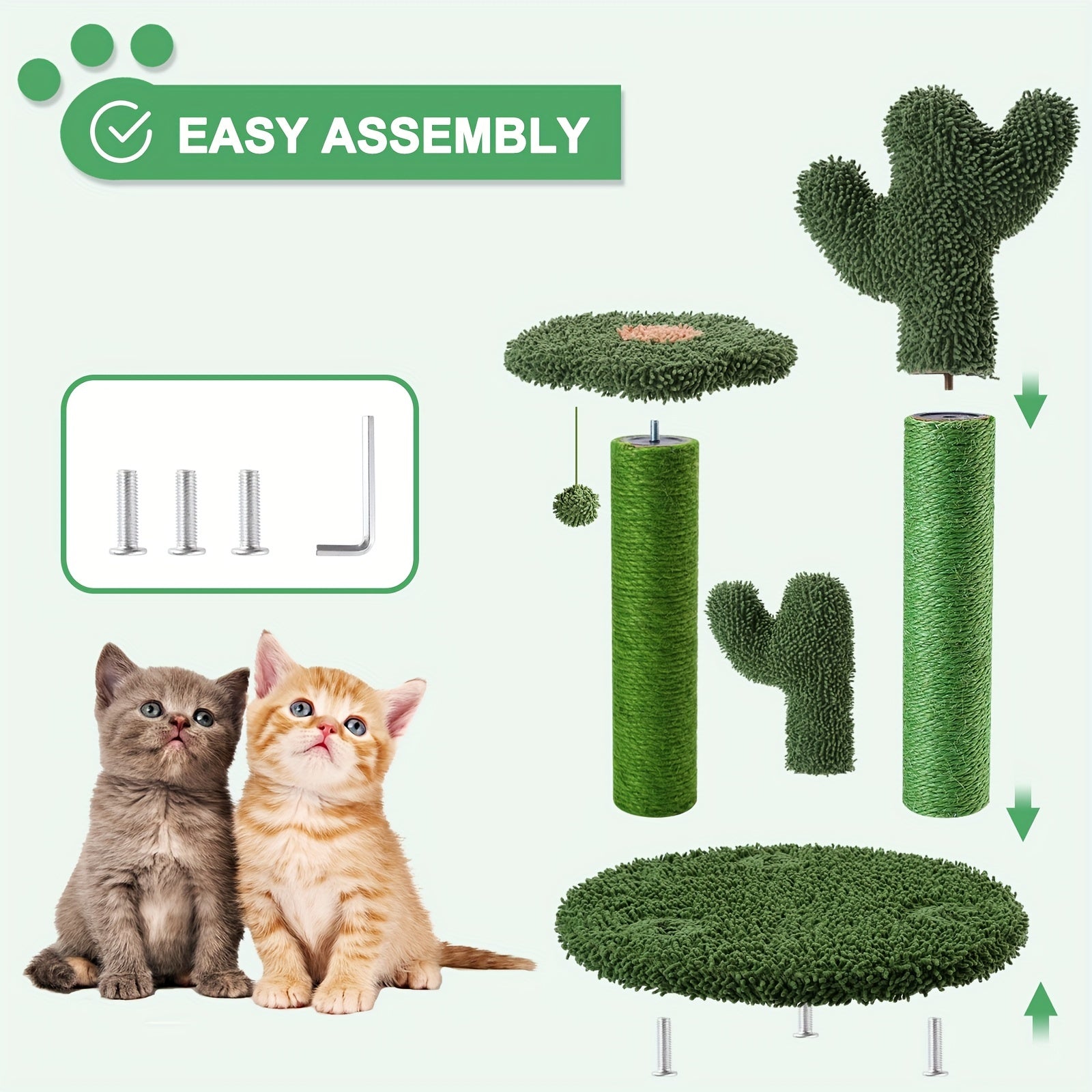 Árbol Rascador Cactus para Gatos con Juguete Colgante