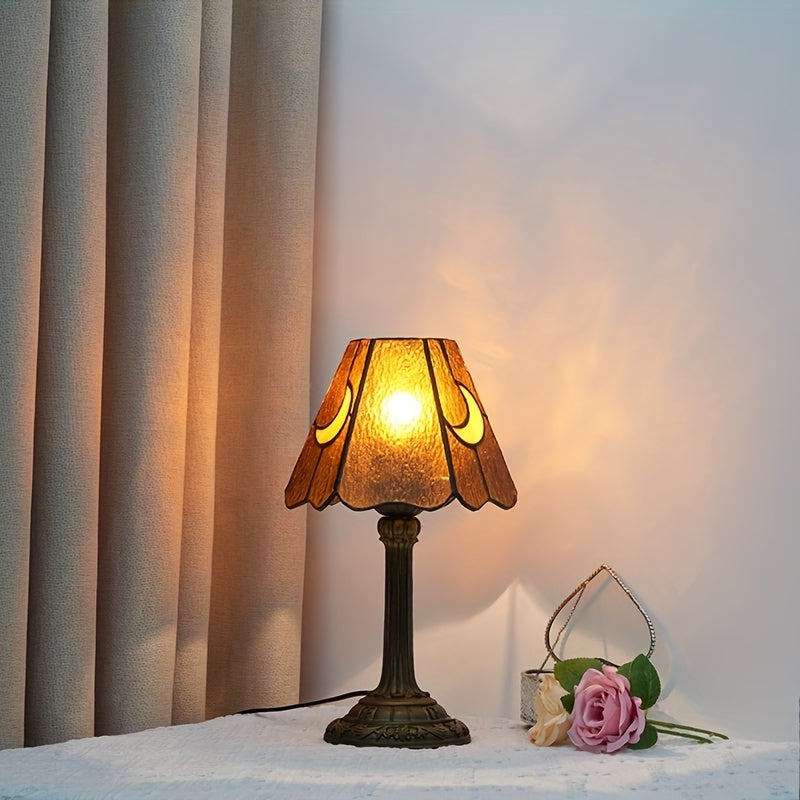 Luz de Mesa Retro para Dormitorio, Decoración de Vidrio Tiffany