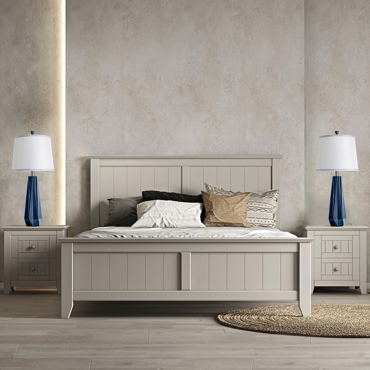 Set de 2 Lámparas de Mesa Modernas Azul Marino con Pantalla de Lino