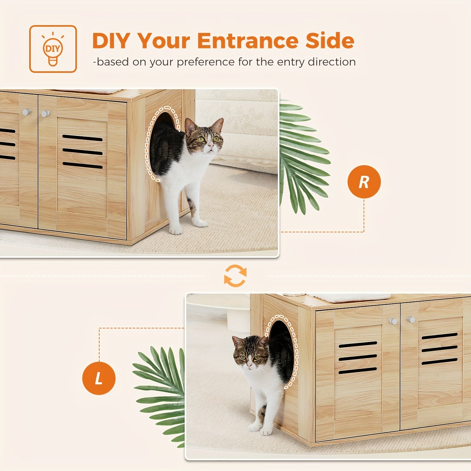 Árbol Rascador de Madera para Gatos con Caja de Arena y Hamaca