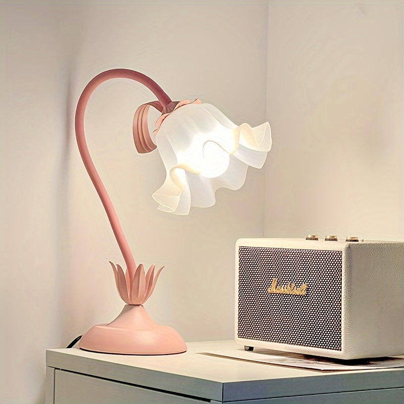 Lámpara de Mesa Decorativa con Pantalla de Flores Acrílicas Rosa