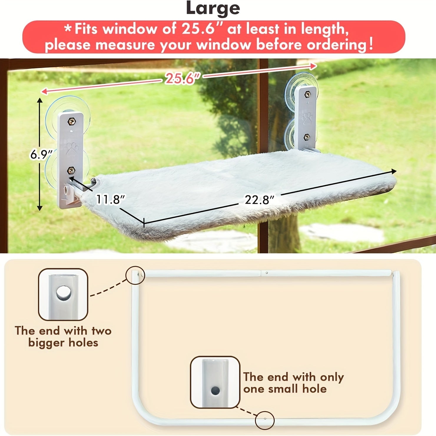 Cama Hamaca para Gatos con Ventosas y Estructura Metálica