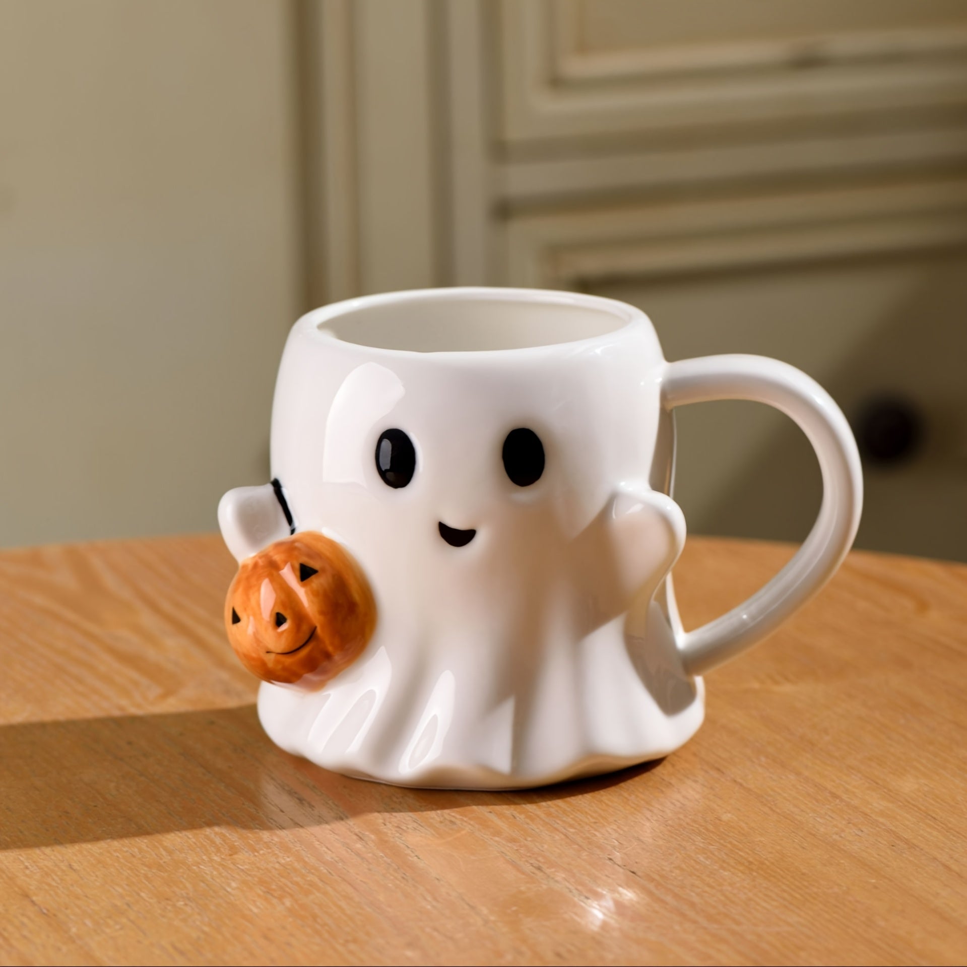 Taza de Cerámica Halloween 600ml Calabaza y Fantasma