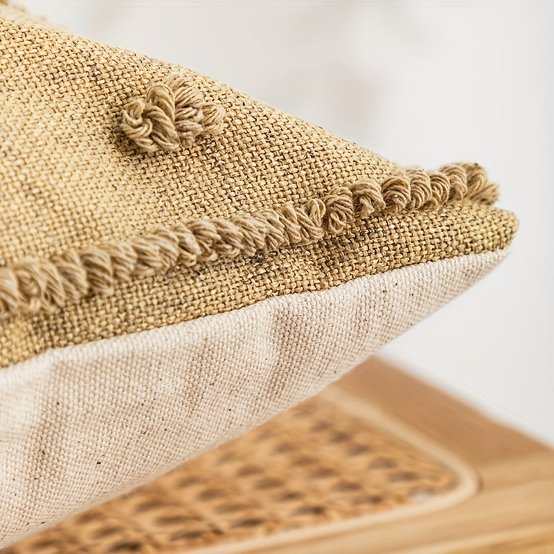 Funda Cojín Retro Cuadros Marrón para Sofá y Dormitorio