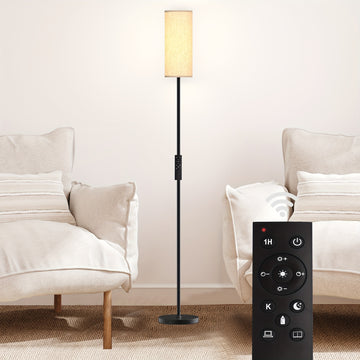 Lámpara de Pie con Control Remoto y Bombilla LED Incluida