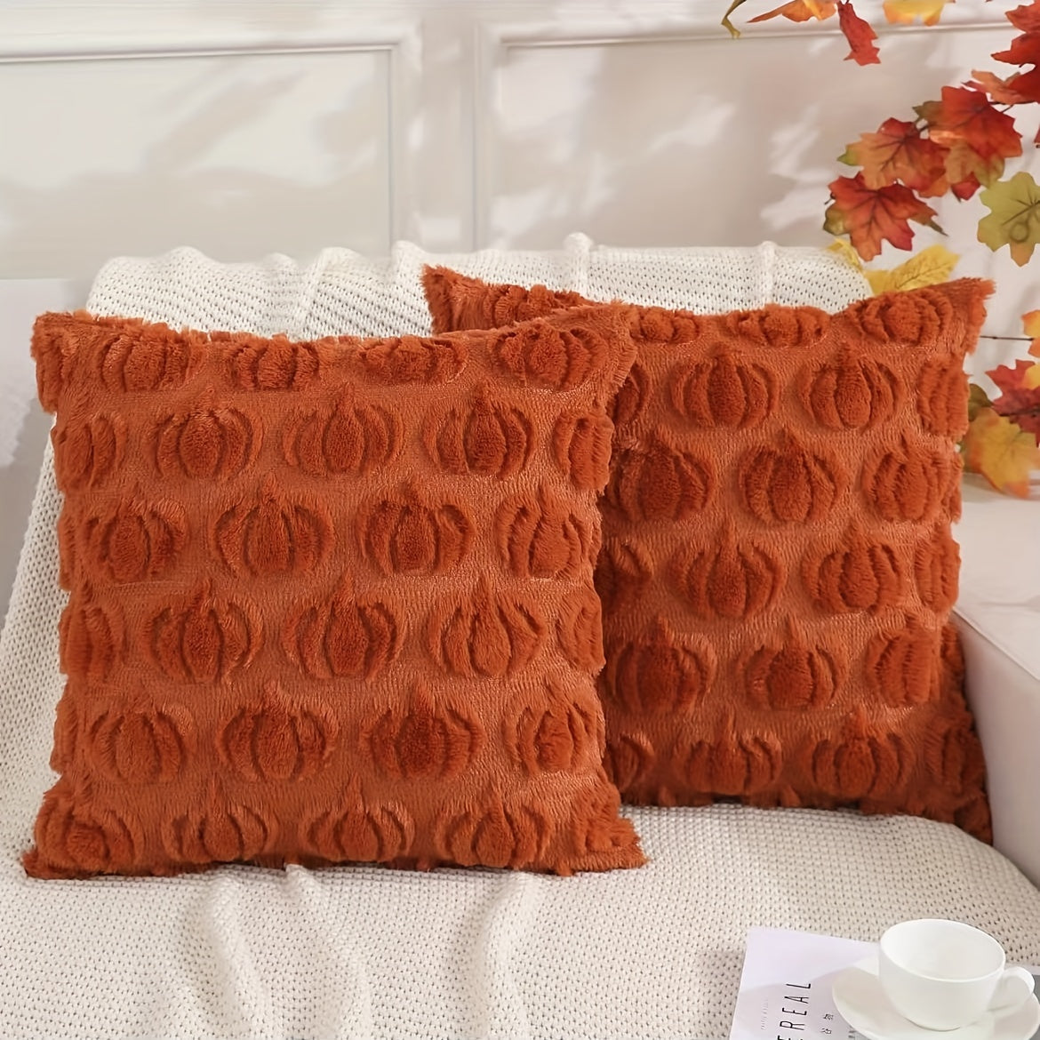 Funda Cojín Decorativa Rústica Geométrica de Otoño