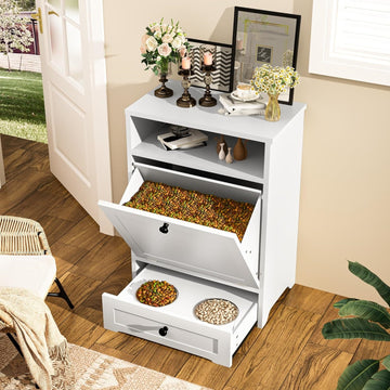 Estación de Alimentación Elevada con Almacenamiento para Mascotas