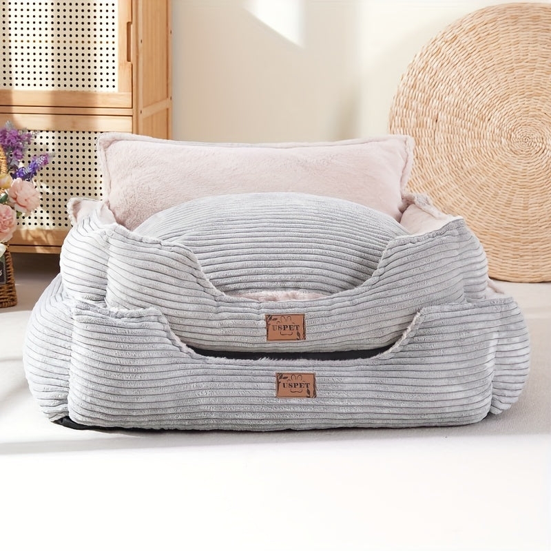 Cama de Corduroy para Mascotas Pequeñas - Lavable y Cómoda