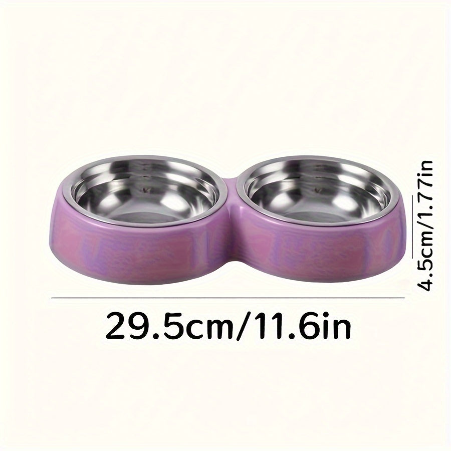 Cuenco Doble de Acero Inoxidable para Mascotas