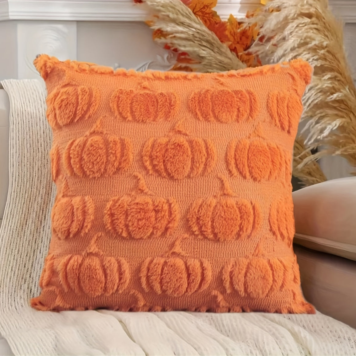 Funda Cojín Decorativa Rústica Geométrica de Otoño