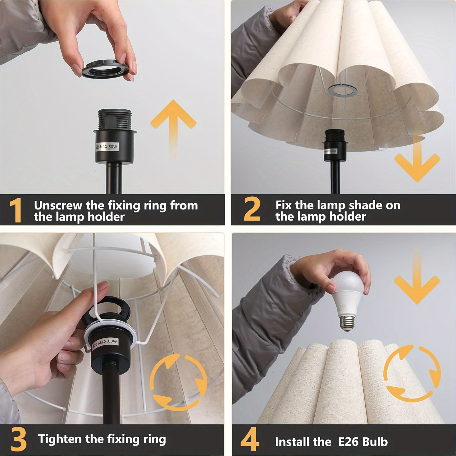 Lámpara de Pie Moderna KUNJOULAM con Pantalla Beige