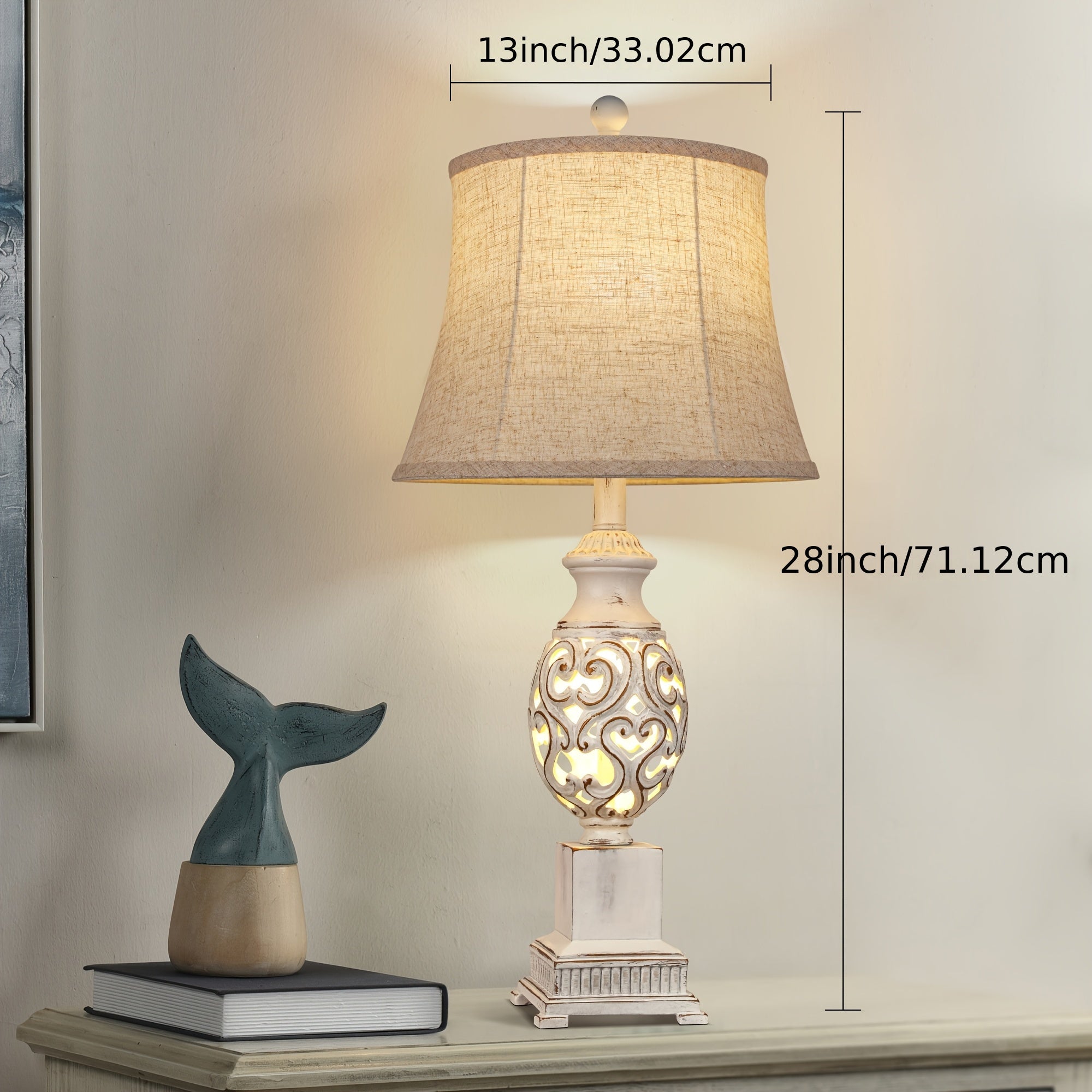 Set de 2 Lámparas de Mesa Rústicas con Pantallas de Lino