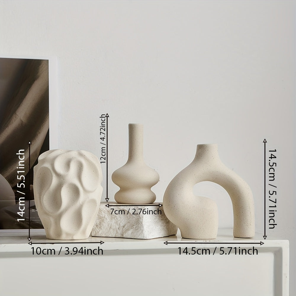 Set de 3 Jarrones Cerámicos Boho - Diseño Nórdico y Minimalista