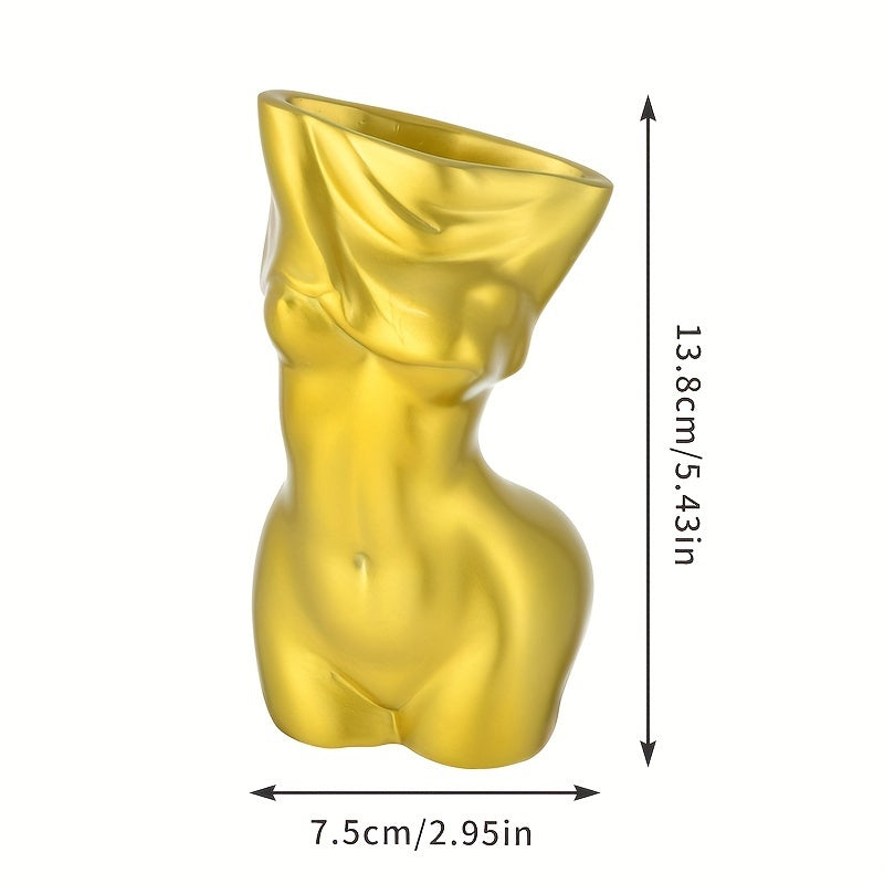 Jarrón de Resina Creativo, Diseño Escultural Humano, Decoración Nórdica