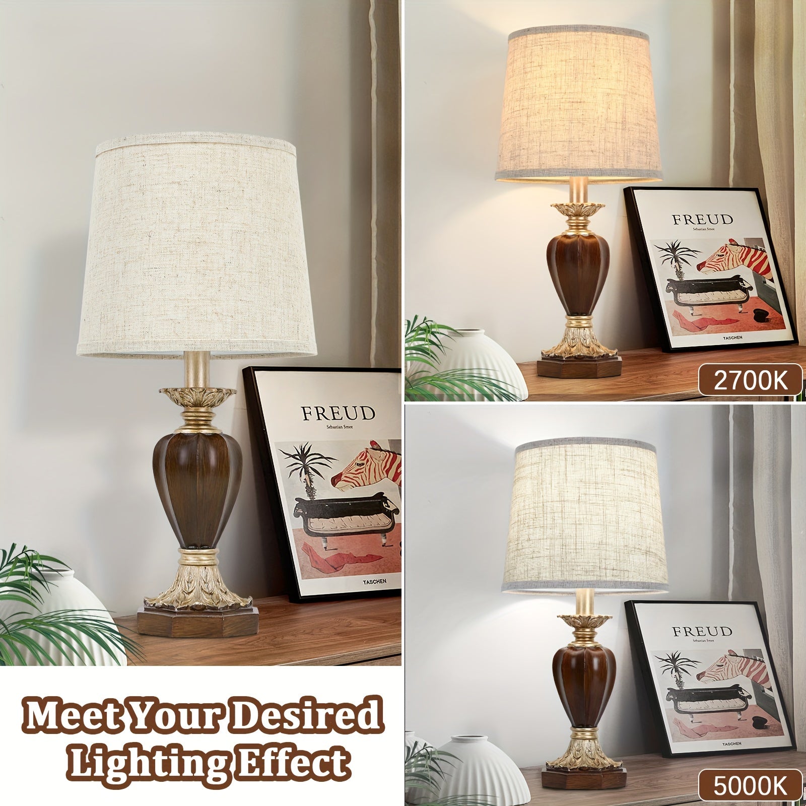 Set de 2 lámparas de mesa con pantalla de tela crema