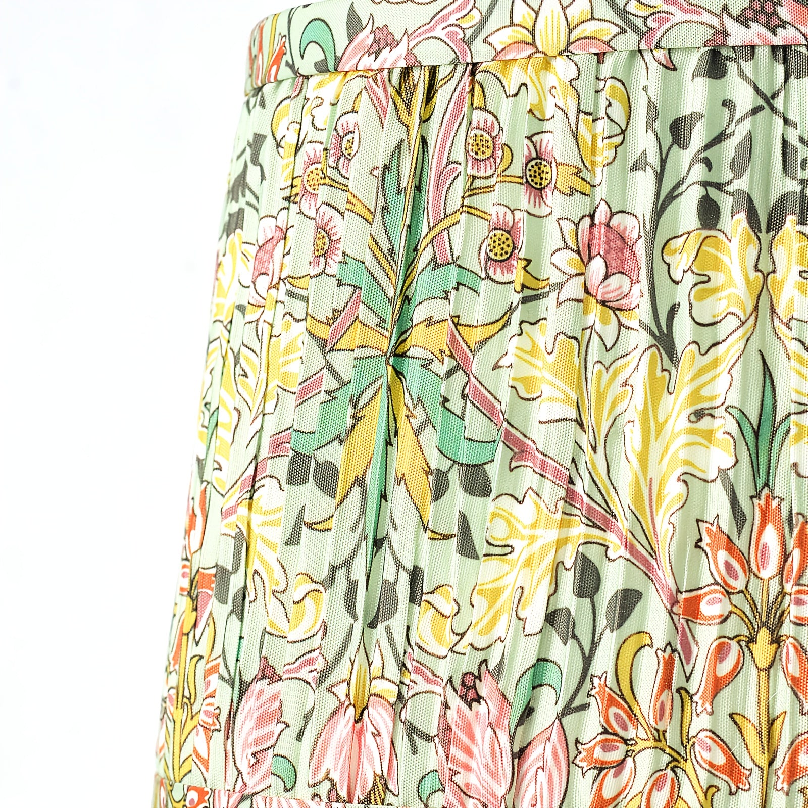 Lámpara de Mesa Trípode de Madera con Pantalla Floral Verde, 14 Pulgadas