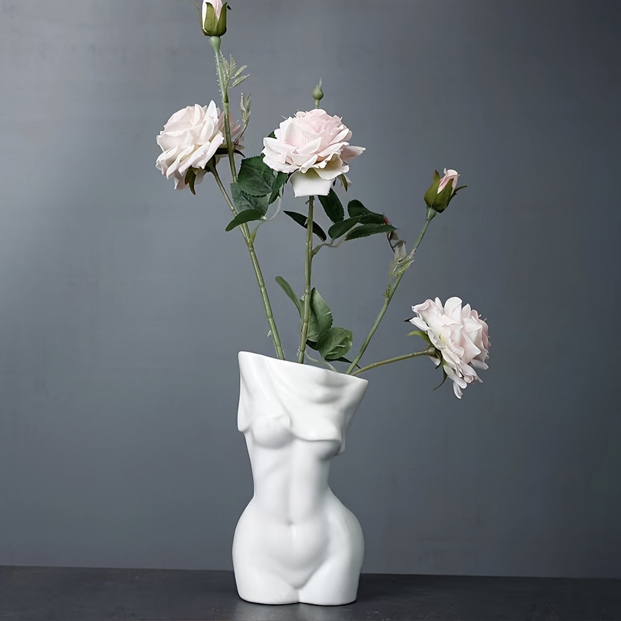 Jarrón de Resina Creativo, Diseño Escultural Humano, Decoración Nórdica