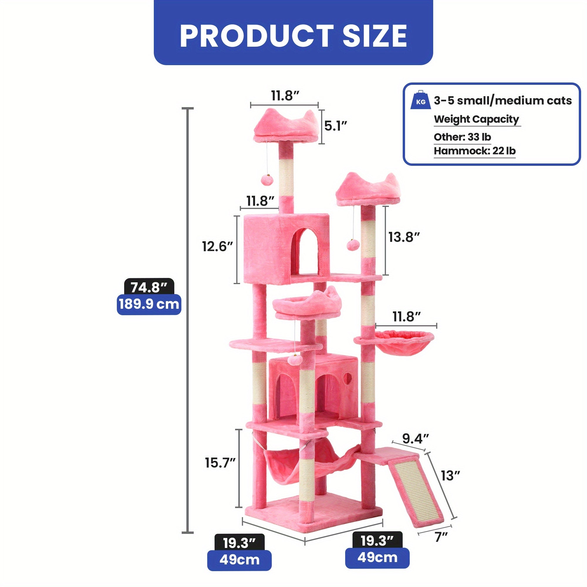 Árbol para Gatos de Interior con Condos y Cama
