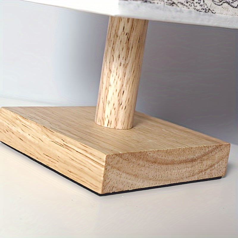 Luz Nocturna Estilo Caligrafía, Base de Madera y Pantalla de Tela