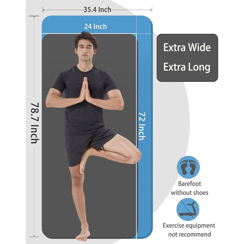Esterilla de yoga extra ancha TPE 78"×35" 15 mm