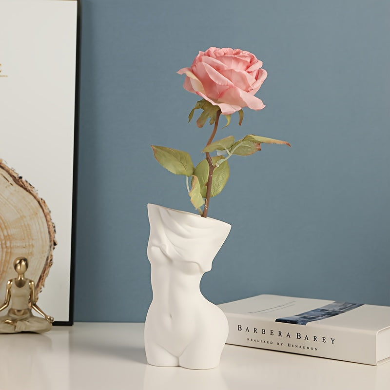 Jarrón de Resina Creativo, Diseño Escultural Humano, Decoración Nórdica