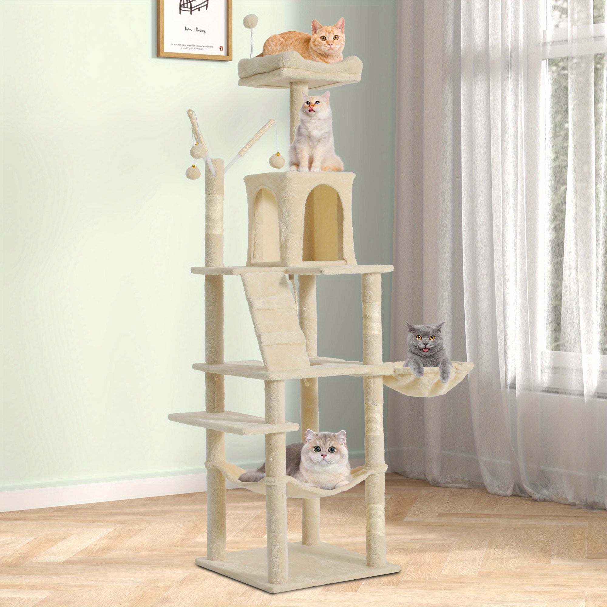 Árbol para Gatos de Interior con Condos y Cama