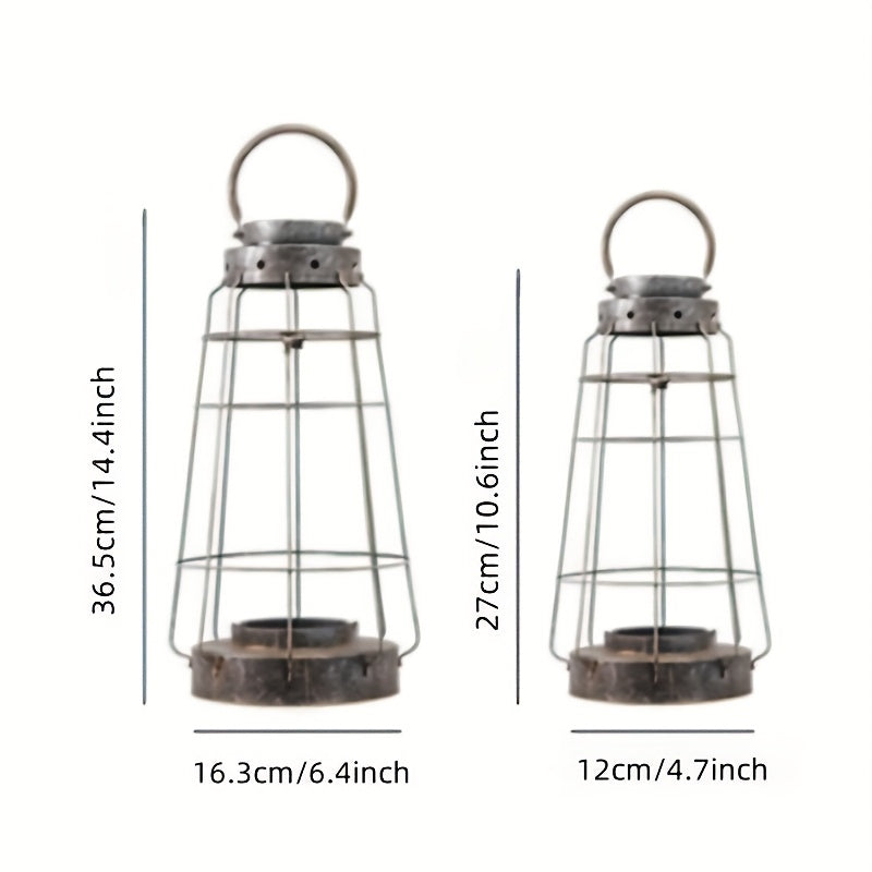 Farolillo Vintage de Hierro Forjado y Cristal con Asa