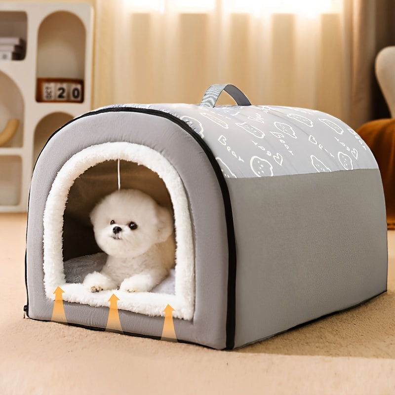Casita para Perros Todas las Estaciones - Cama Lavable y Cálida