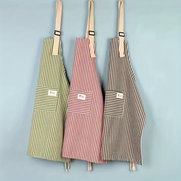 Delantal Unisex Ajustable de Algodón y Lino con Bolsillo