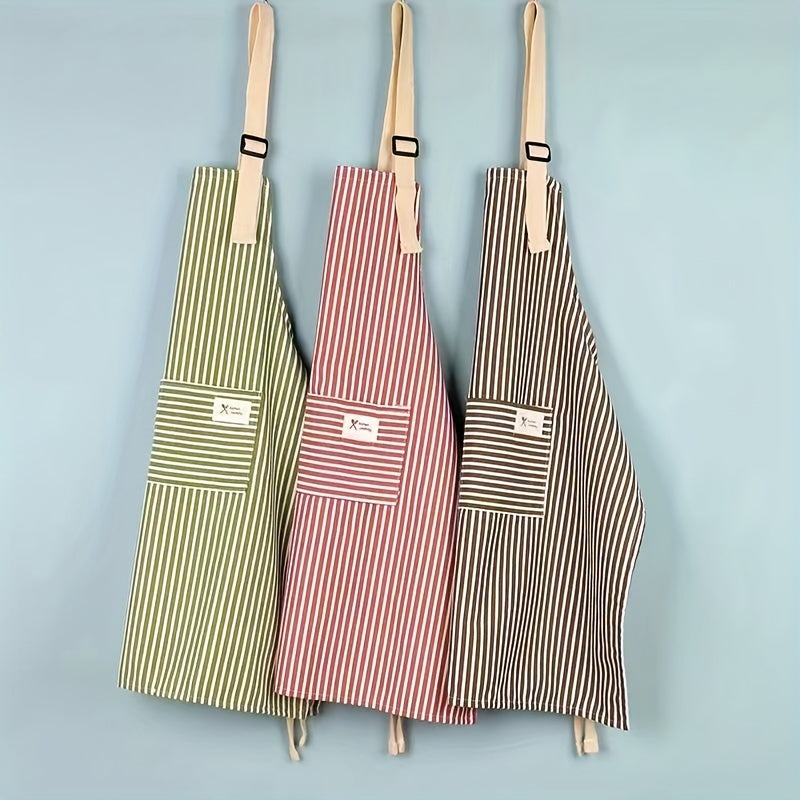 Delantal Unisex Ajustable de Algodón y Lino con Bolsillo