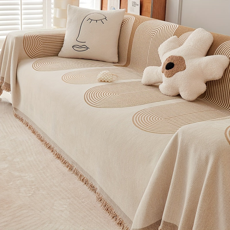 Manta Decorativa Bohemia de Chenilla para Sofá