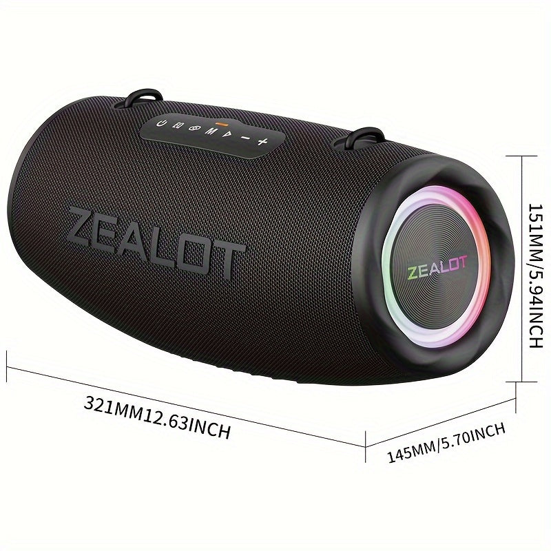Altavoz Portátil Inalámbrico Zealot 80W con Correa, Sonido HiFi