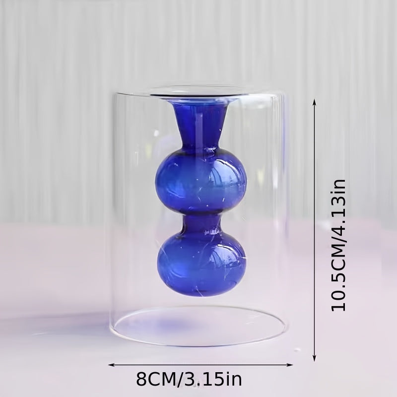 Jarrón de Vidrio Doble Estilo Nórdico Moderno para Aromaterapia y Flores