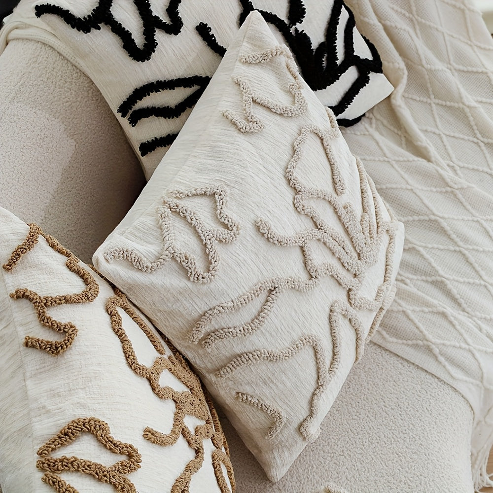 Funda de Cojín Decorativa Chic Floral de Chenilla con Cierre de Cremallera