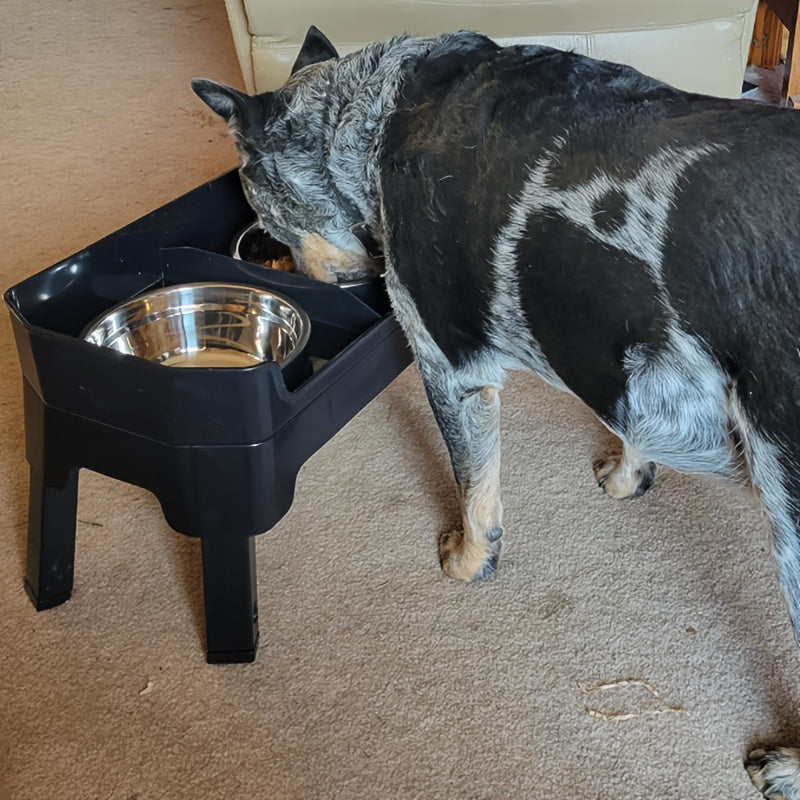 Comedero Elevado Ajustable 4 en 1 para Perros con Platos Acero Inoxidable