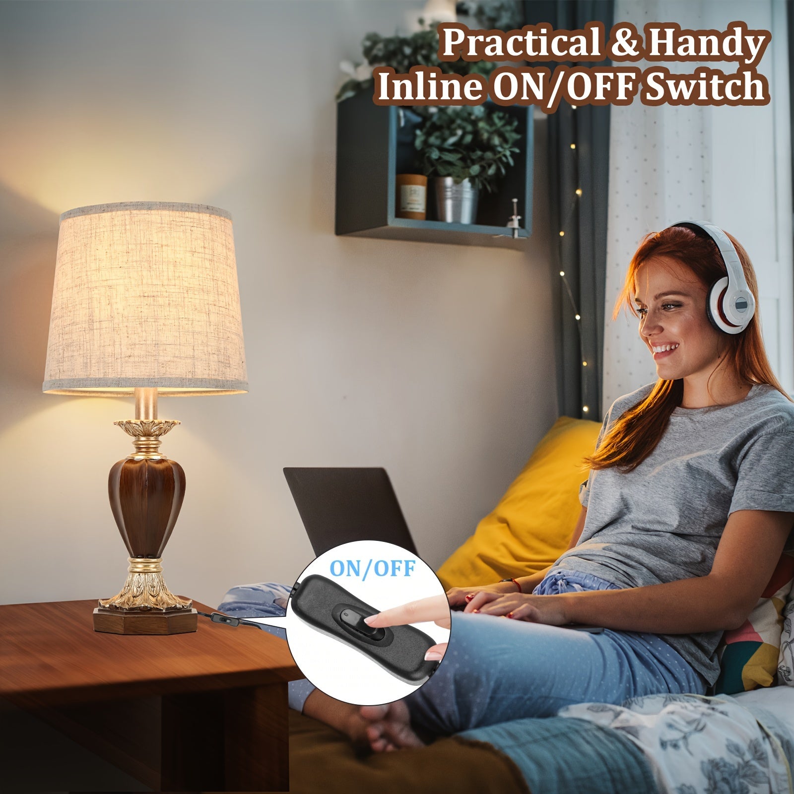 Set de 2 lámparas de mesa con pantalla de tela crema