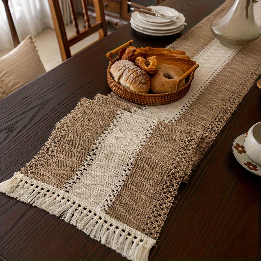 Camino de Mesa Vintage de Estilo Japonés en Poliéster