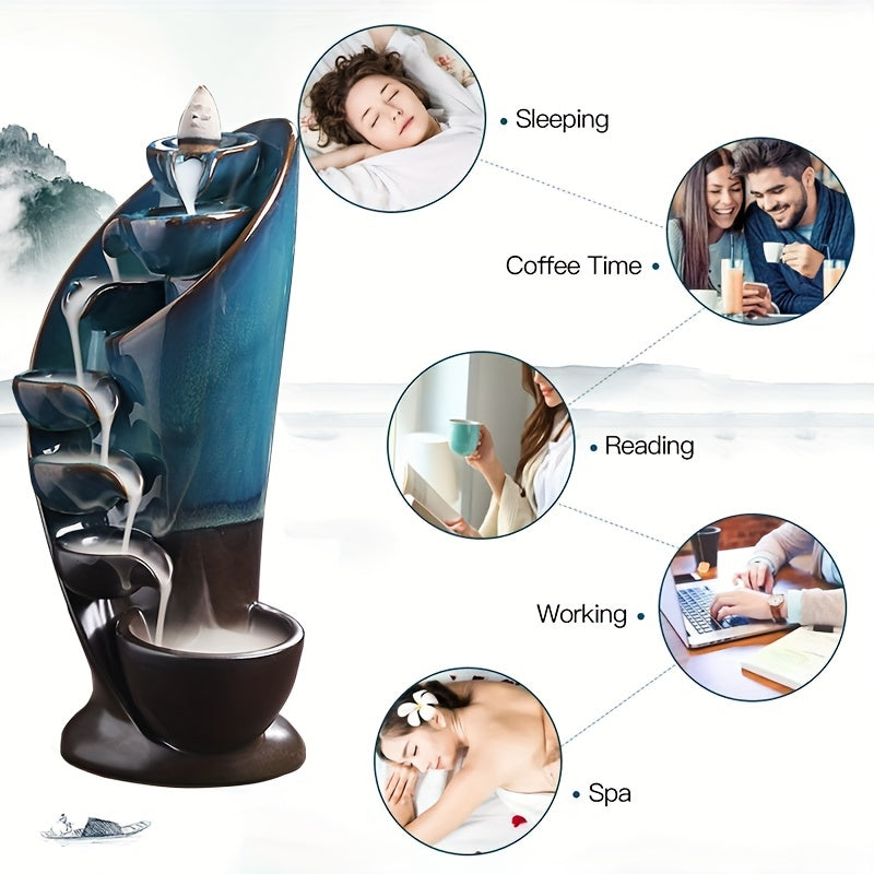 Quemador de Incienso de Cerámica en Cascada para Aromaterapia