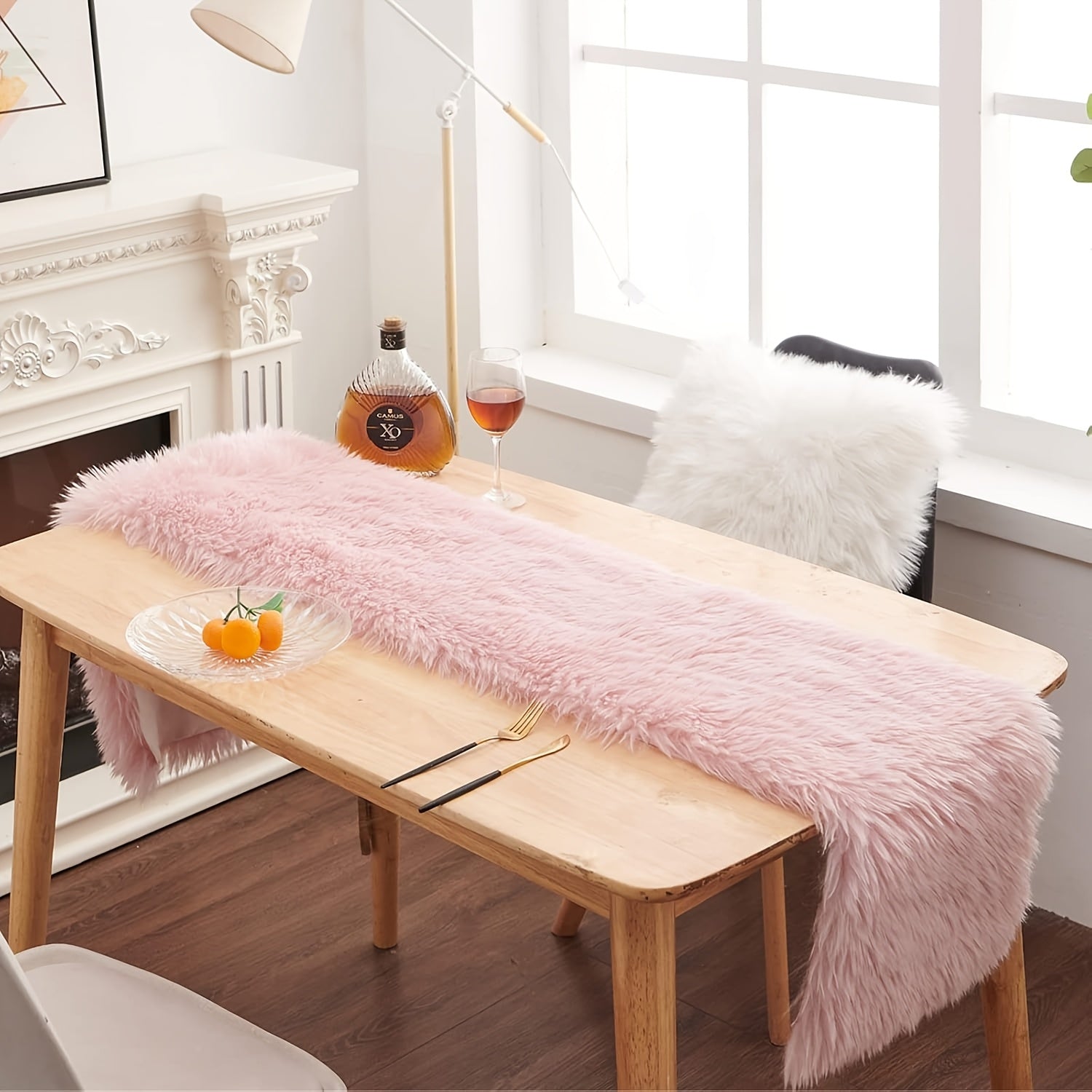 Camino de mesa moderno rosa, ideal para decoración navideña y eventos