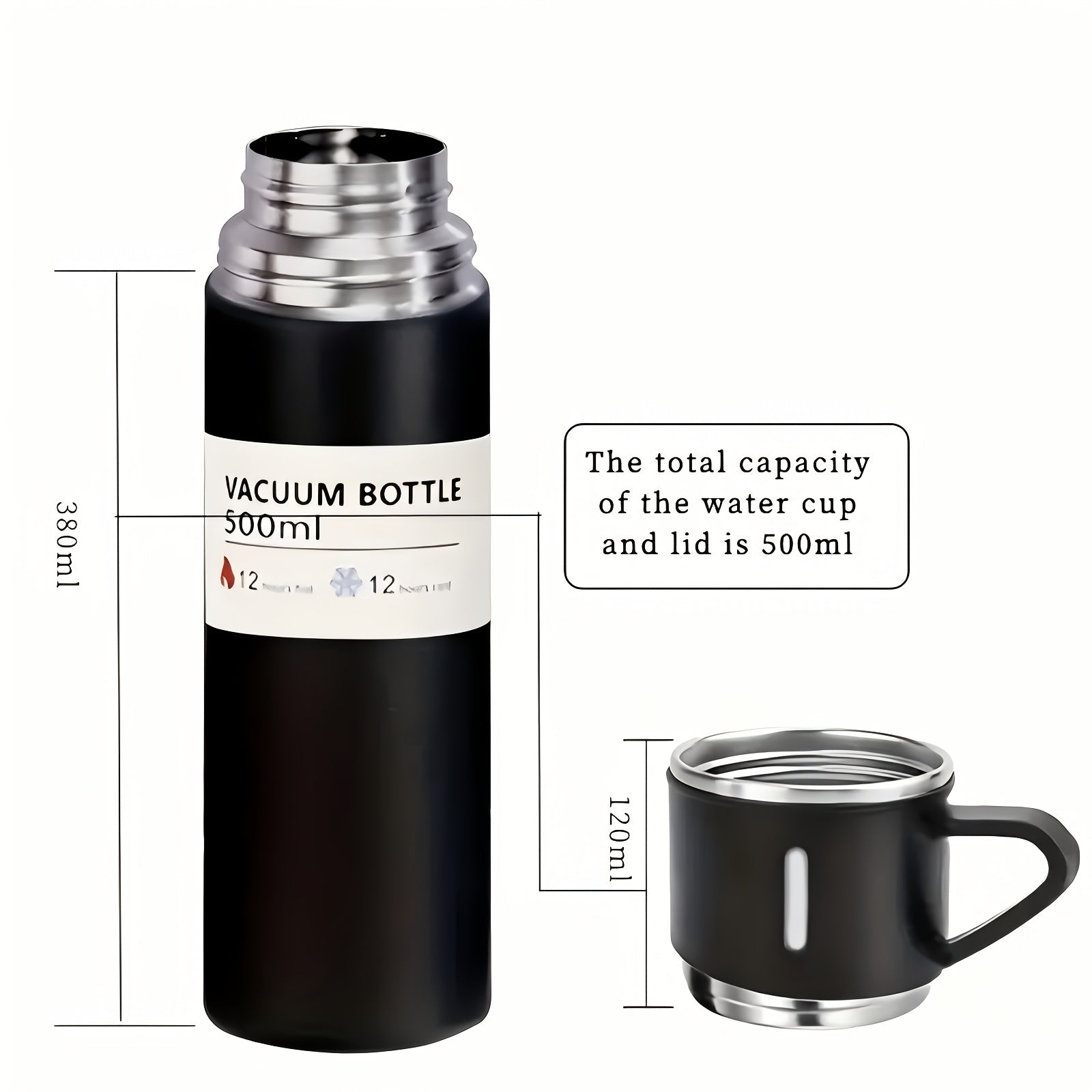 Set de Termo de Acero Inoxidable con Taza para Bebidas Calientes y Frías