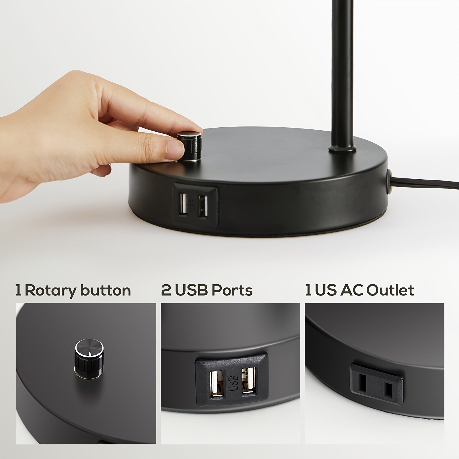 Set de 2 Lámparas de Mesa Industriales con USB y Regulador de Intensidad