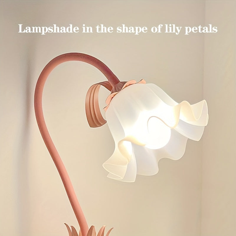 Lámpara de Mesa Decorativa con Pantalla de Flores Acrílicas Rosa