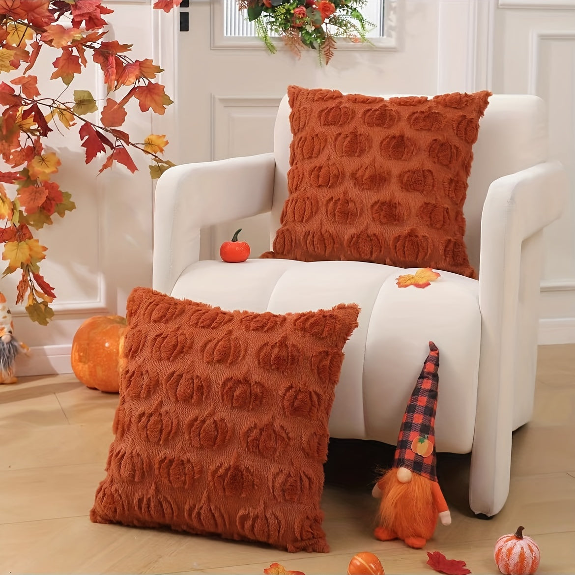 Funda Cojín Decorativa Rústica Geométrica de Otoño